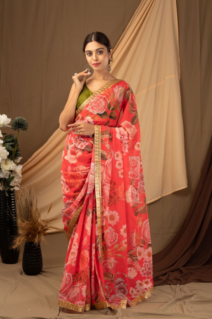 Ynf Vickat Silk Fancy Festive Wear Georgette Printed Designer Saree Collection